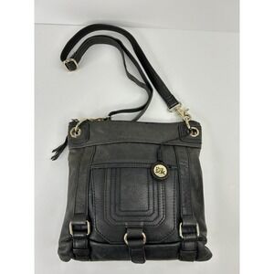 The Sak‎ Peace Free Gray Textured Leather Medium Crossbody Bag Front Organizer